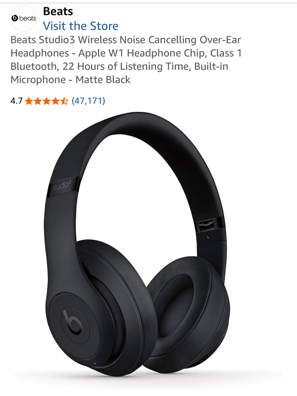 Studio3 Wireless Over-Ear Headphones — Matte Black